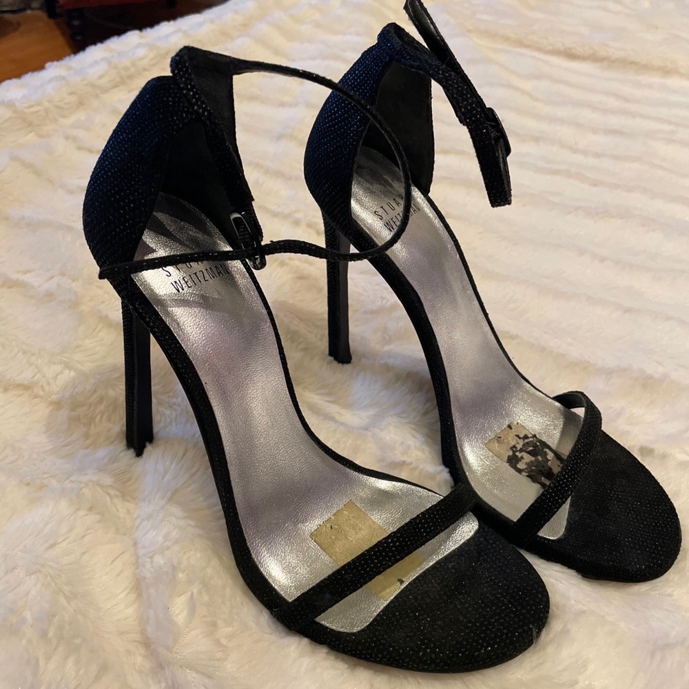 Stuart Weitzman black ankle strap stilettos size 6 US 36 EURO